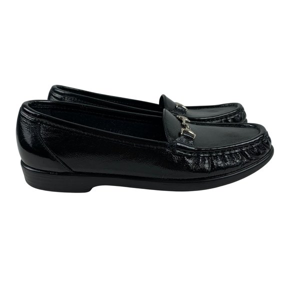 SAS Womens Black Patent Leather Loafers Metal Bit Comfort Slip-On Loafers SZ 7 S - Picture 7 of 11